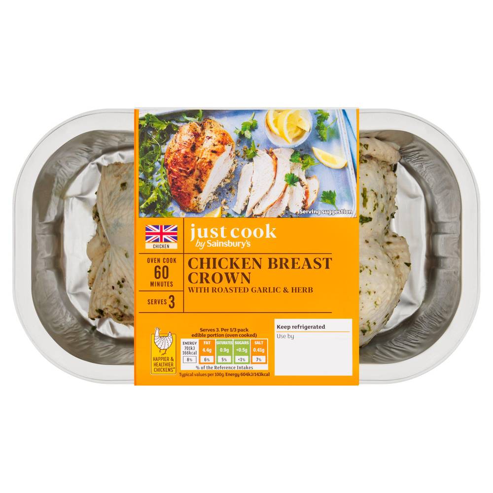 Sainsbury's Just Cook British Chicken Breast Garlic Crown (520g)