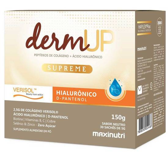 Maxinutri suplemento dermup supreme suplemento de colágeno + ácido hialurônico sabor neutro (30 sachês)