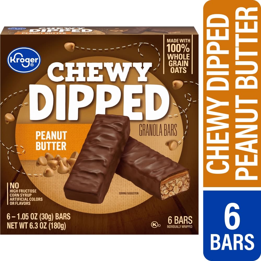 Kroger Chewy Dipped Granola Bars, Peanut Butter (6 x 1.05 oz)