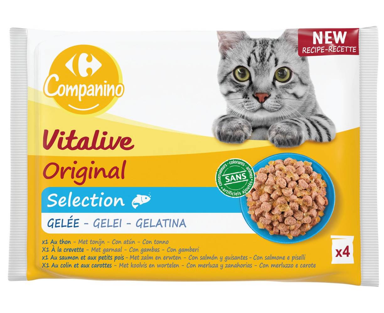 Carrefour Companino - Vitalive original sélection poissons gelée pour chat (4)
