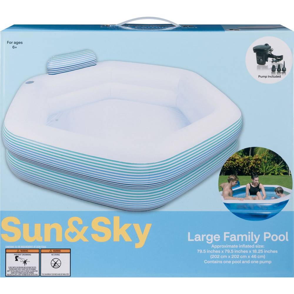 Sun & Sky Stripe Family Pool With Pump (large)