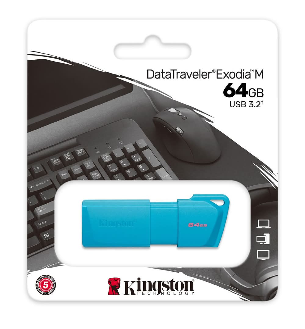 Kingston · Pendrive neon celeste 64gb