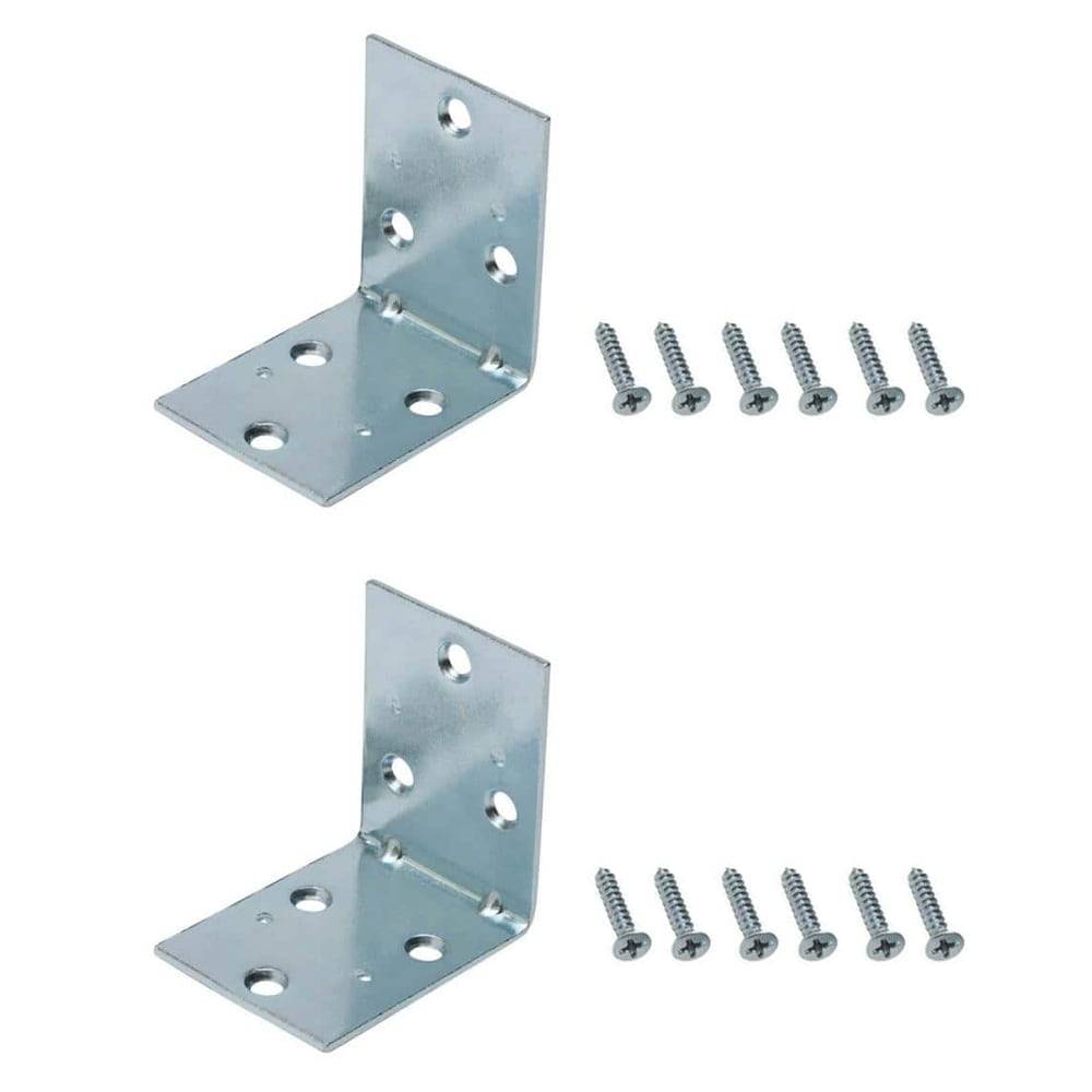 RELIABILT 2.5-in x 1.5-in x 2.5-in-Gauge Zinc Steel Corner Brace (2-Pack) | 32118ZCBLG