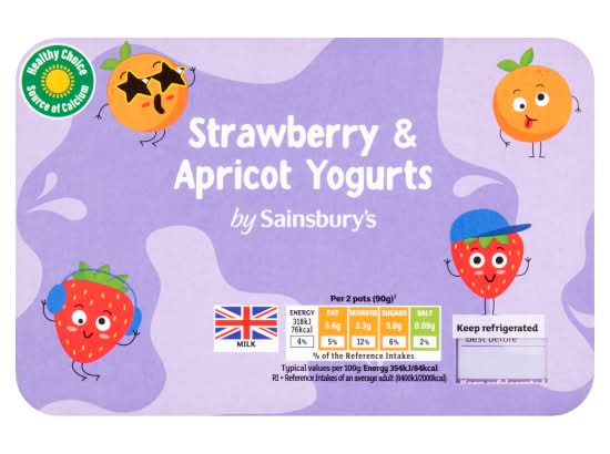 Sainsbury's Strawberry-Apricot, Yogurt (6 pack)
