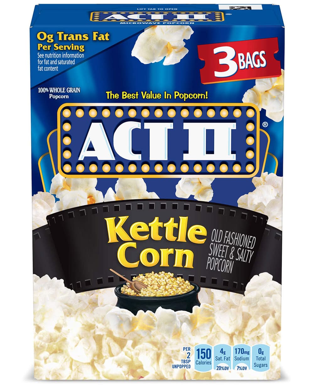 Act II Kettle Corn Microwave Popcorn (8.25 oz, 3 ct)