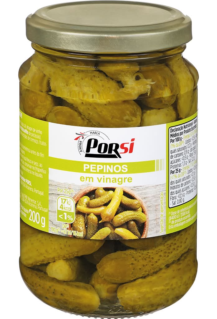PorSi  - Pepinos em vinagre, embalagem de 200g
