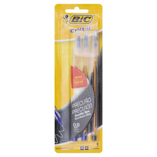 Bic caneta esferográfica 0.8mm cristal fina (3 un)