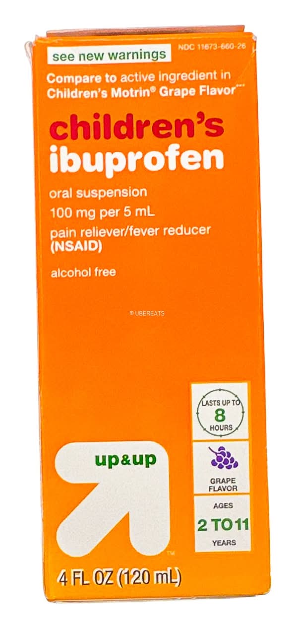 up&up Children's Ibuprofen Oral Suspension Pain Reliever and Fever Reducer Liquid, Grape (4 fl oz)