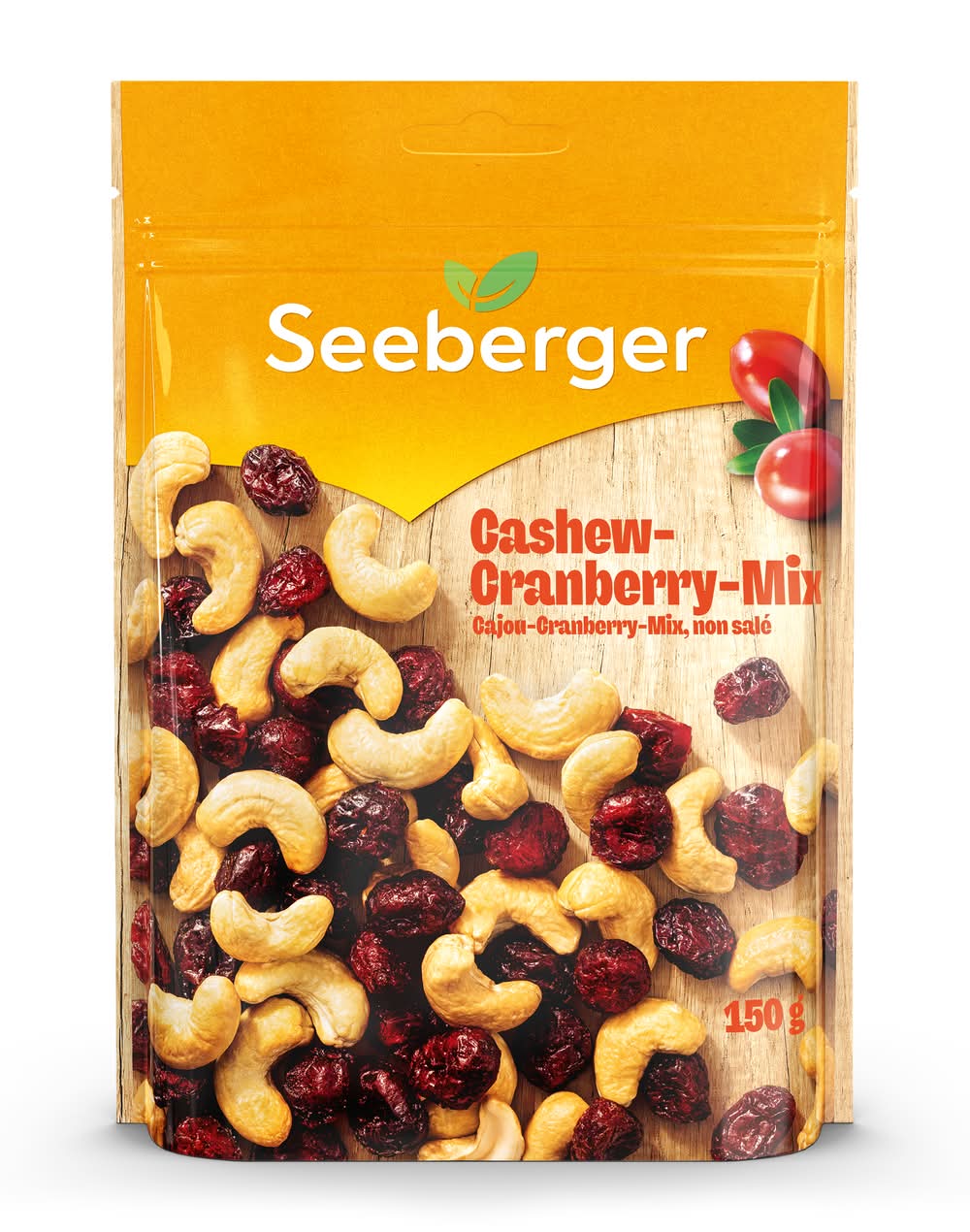 Seeberger - Fruits secs cranberry noix de cajou non salé (150g)
