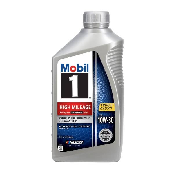 Mobil 1 High Mileage Full Synthetic Motor Oil 10w-30 (1 quart)