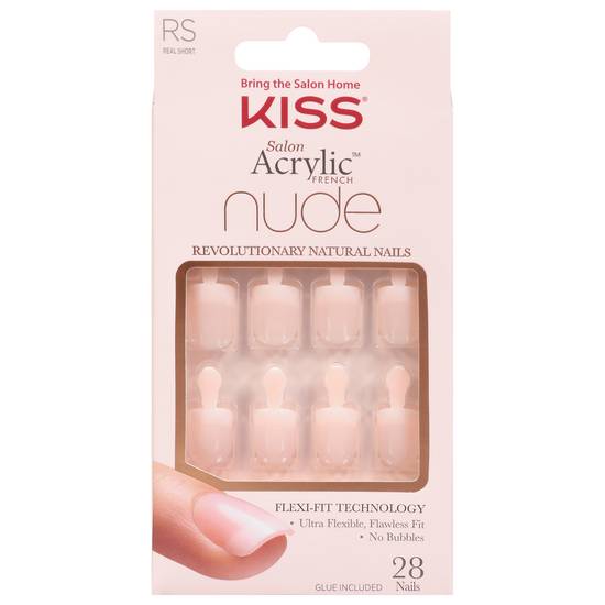 Kiss Salon Acrylic French Nude Real Short Nails (28 ct)