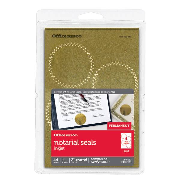 Office Depot Permanent Self-Adhesive Notarial Seals 2in. Diameter