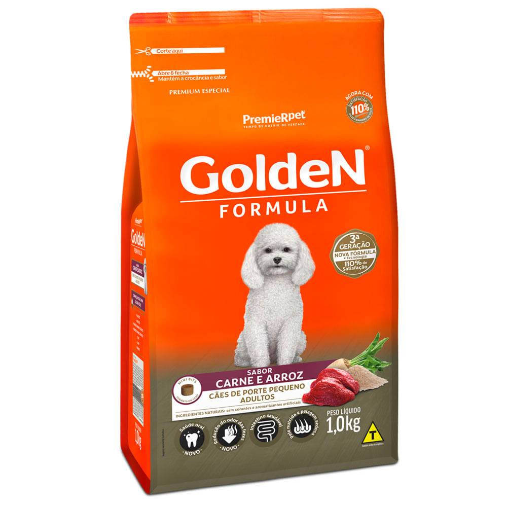 Premierpet ração formula sabor carne e arroz para cães adultos de porte pequeno golden (1kg)