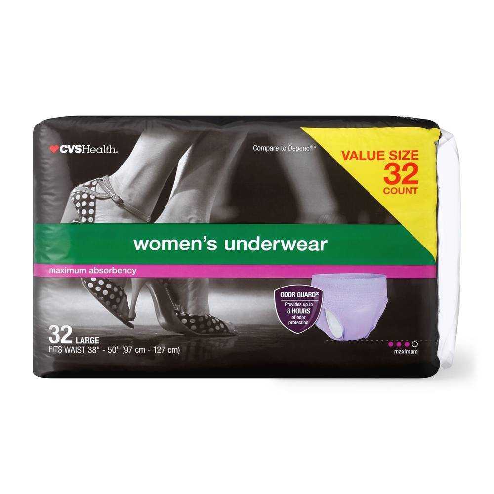 Cvs Health Women'S Underwear Maximum Absorbency, Large, 32 Ct