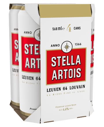 Stella Artois Belgium Premium Lager Beer (4 x 568ml)