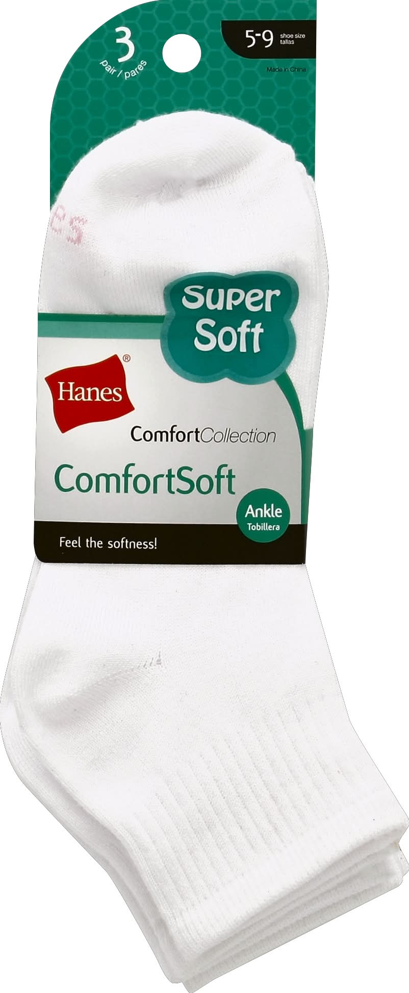 Hanes Super Soft Comfort Socks, 5-9, White