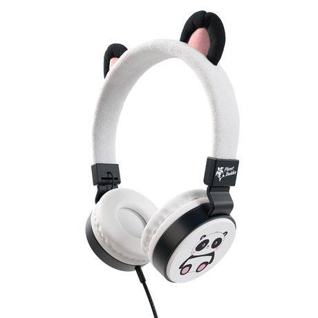 Planet Buddies Kids Furry Wired Headphones 50% Recycled Plastic (Color: Black)