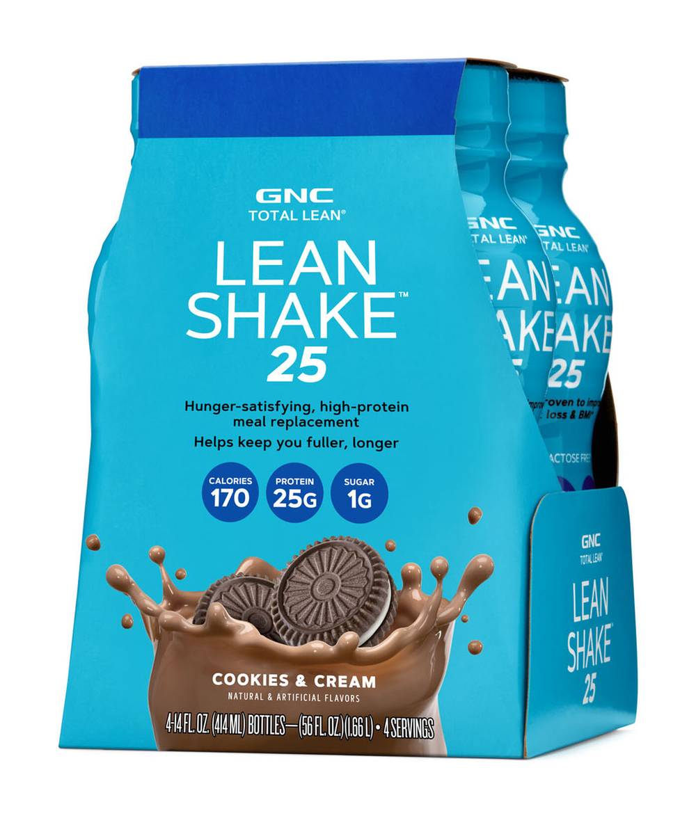 GNC Total Lean Shake, Cookies & Cream (4 x 14 fl oz)