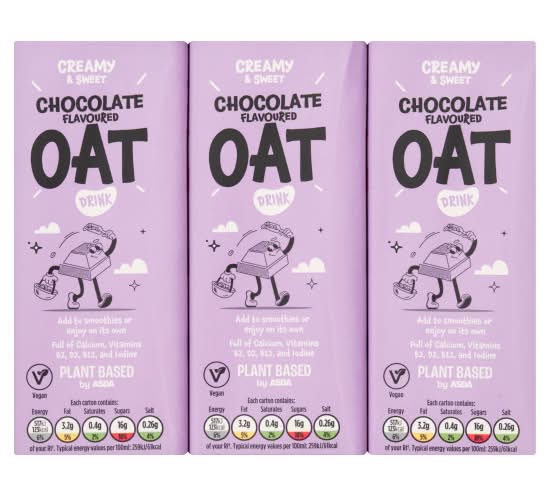 ASDA Chocolate, Plant Based Oat Drink (6 x 200ml)
