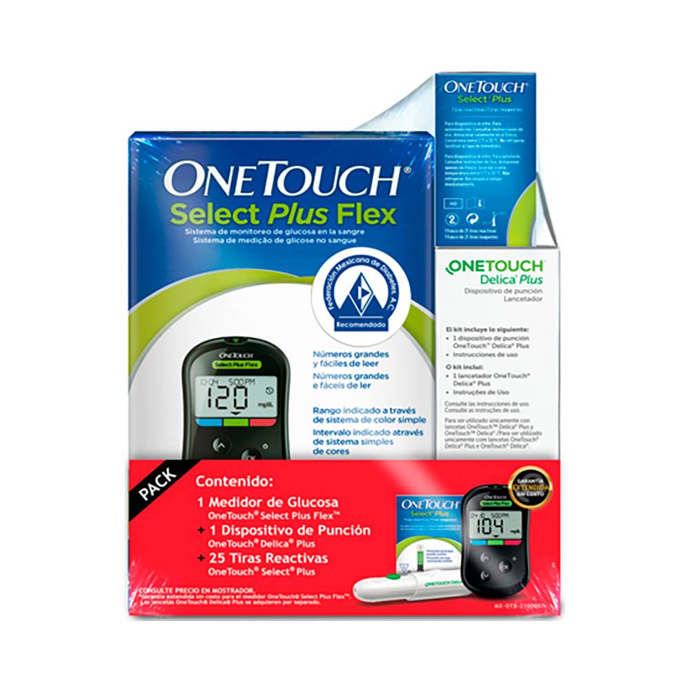 One touch medidor glucosa + dispositivo punción + tiras (1 pieza)