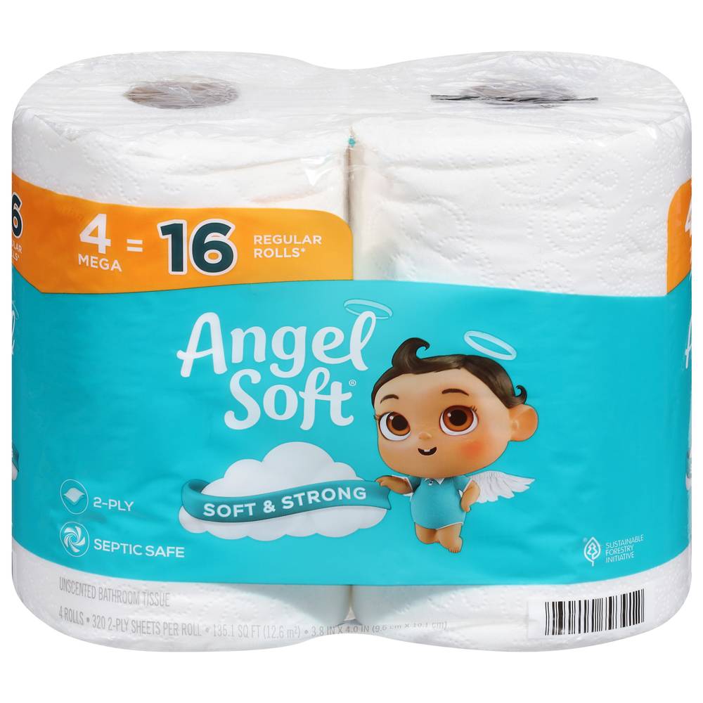 Angel Soft Soft & Strong Unscented Bathroom Tissue Paper (4 ct)