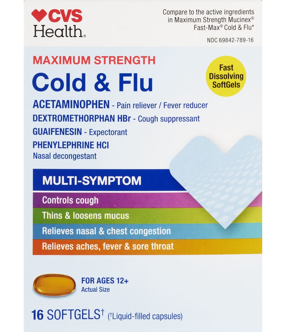 Cvs Maximum Strength Cold & Flu Softgels, 16  Ct
