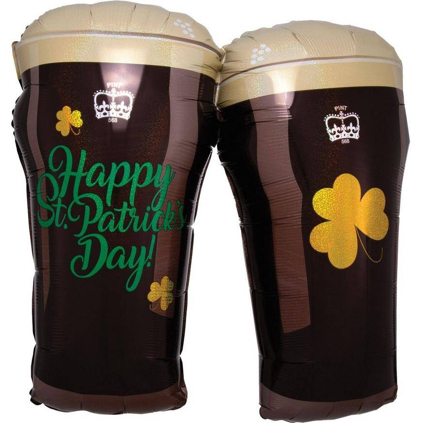 Uninflated Beer Glasses Happy St. Patrick's Day Foil Balloon, 26in x 28in