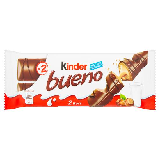 Kinder Bueno Milk Chocolate and Hazelnuts Single Bar (2 pack)