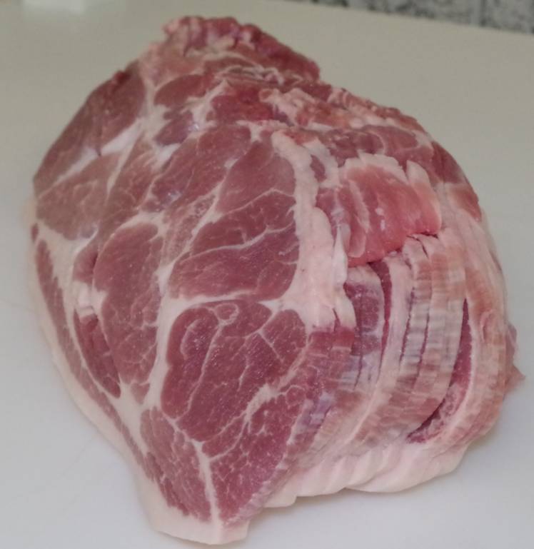 Fresh Sliced Pork Butt, 1/4" slices (1 Unit per Case)