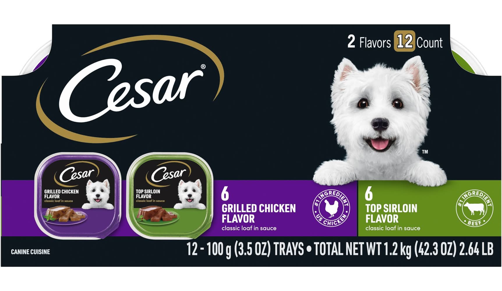 Cesar® Classics Adult Wet Dog Food - Loaf, 12 Count, Variety Pack (Flavor: Beef & Chicken, Color: Assorted, Size: 3.5 Oz)