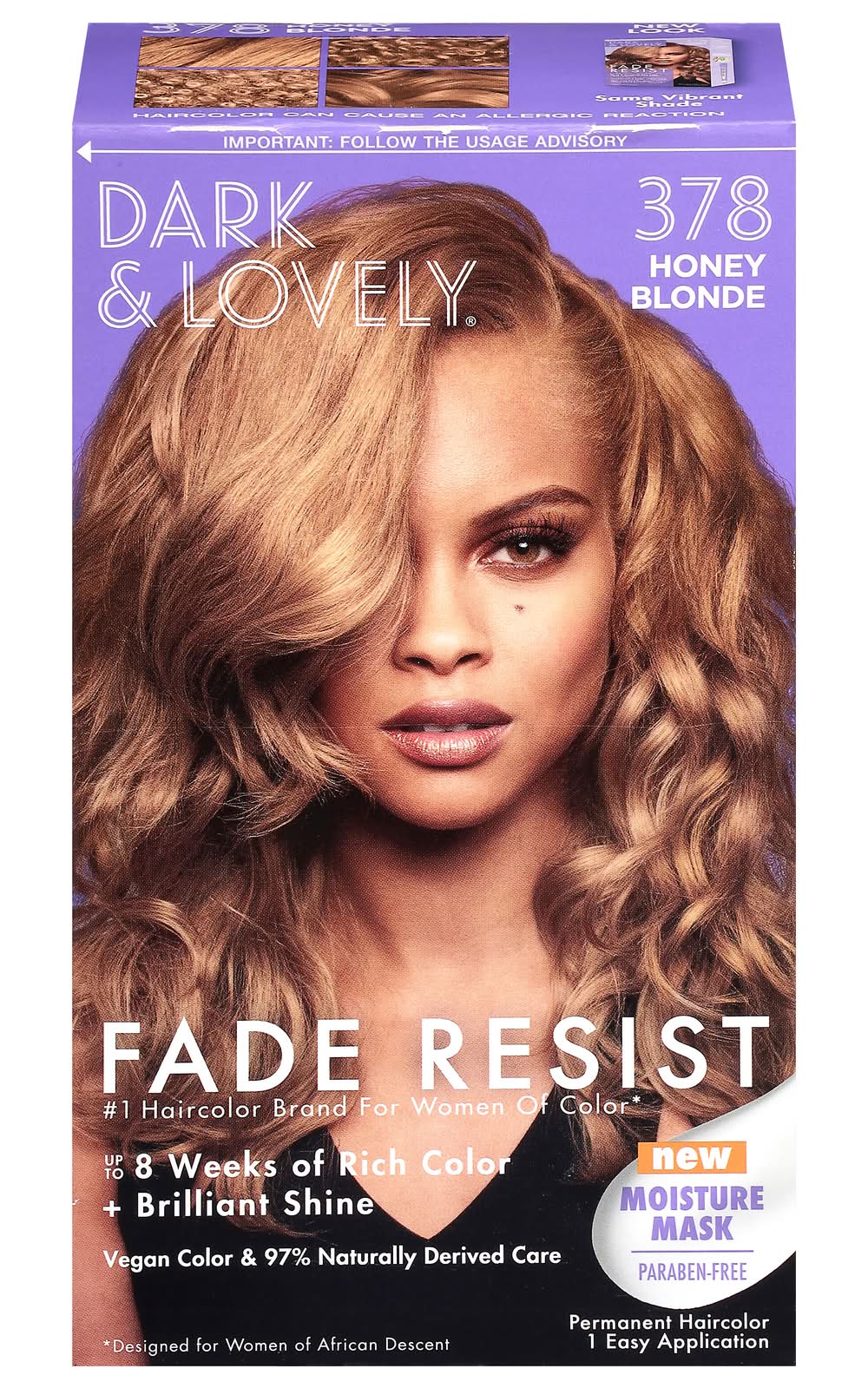 Dark and Lovely Fade Resist Permanent Hair Color, 378 Honey Blonde (8 oz)