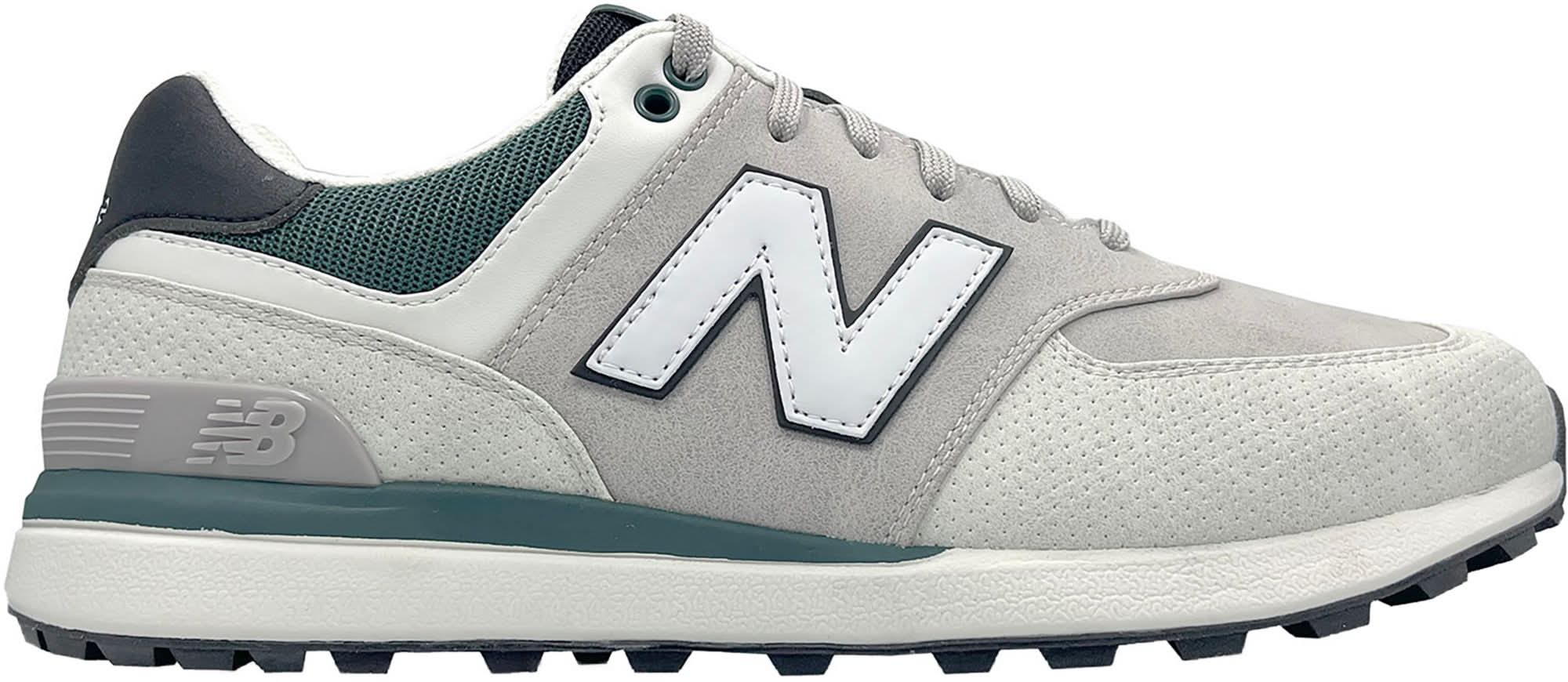 New Balance Men's 574 Greens V2 Golf Shoes (Grey/Green, 11.0)