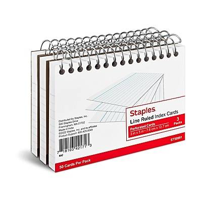 Staples Line Ruled Index Cards (3 ct) (3" x 5")