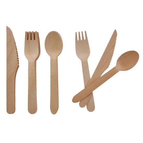 Sainsbury's Home Wooden Cutlery Mixed 24Pk