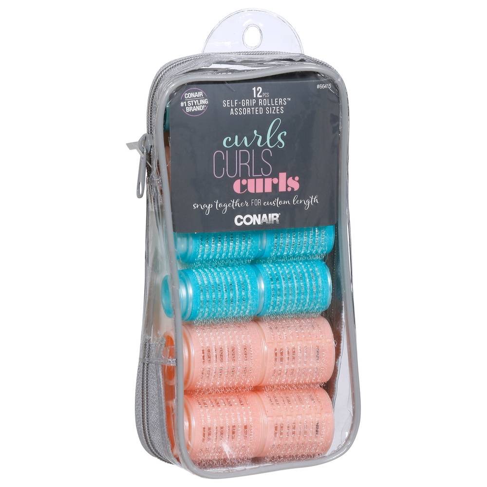 Conair Curls Assorted Sizes Self-Grip Rollers 12ct