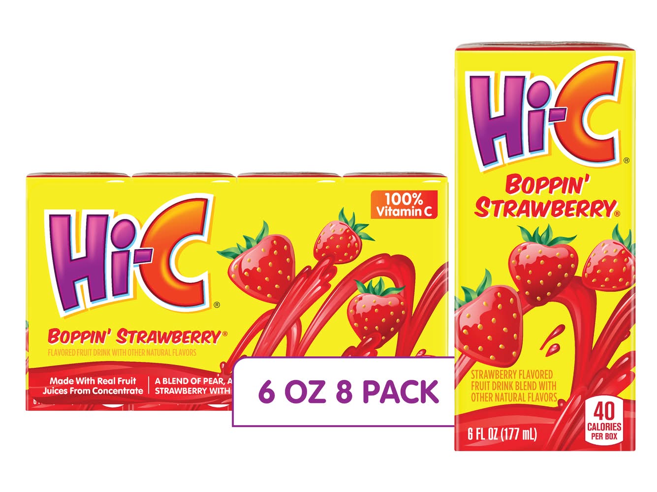 Hi-C Fruit Drink, Boppin' Strawberry (8 x 6 fl oz)