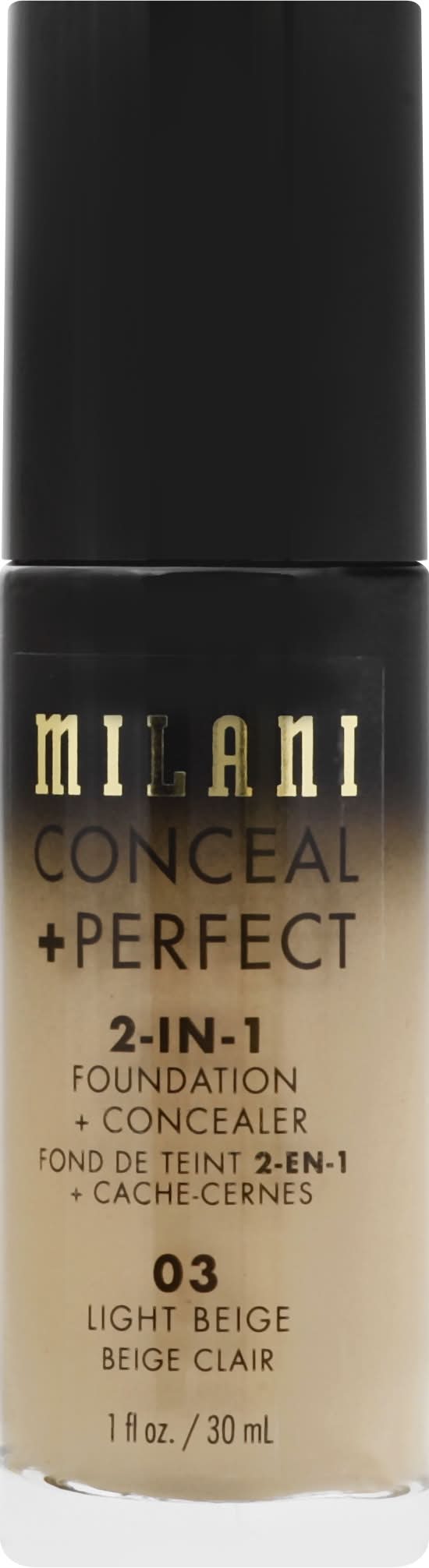 Milani Conceal + Perfect 03 2 in 1 Foundation + Concealer, Light Beige (1 fl oz)
