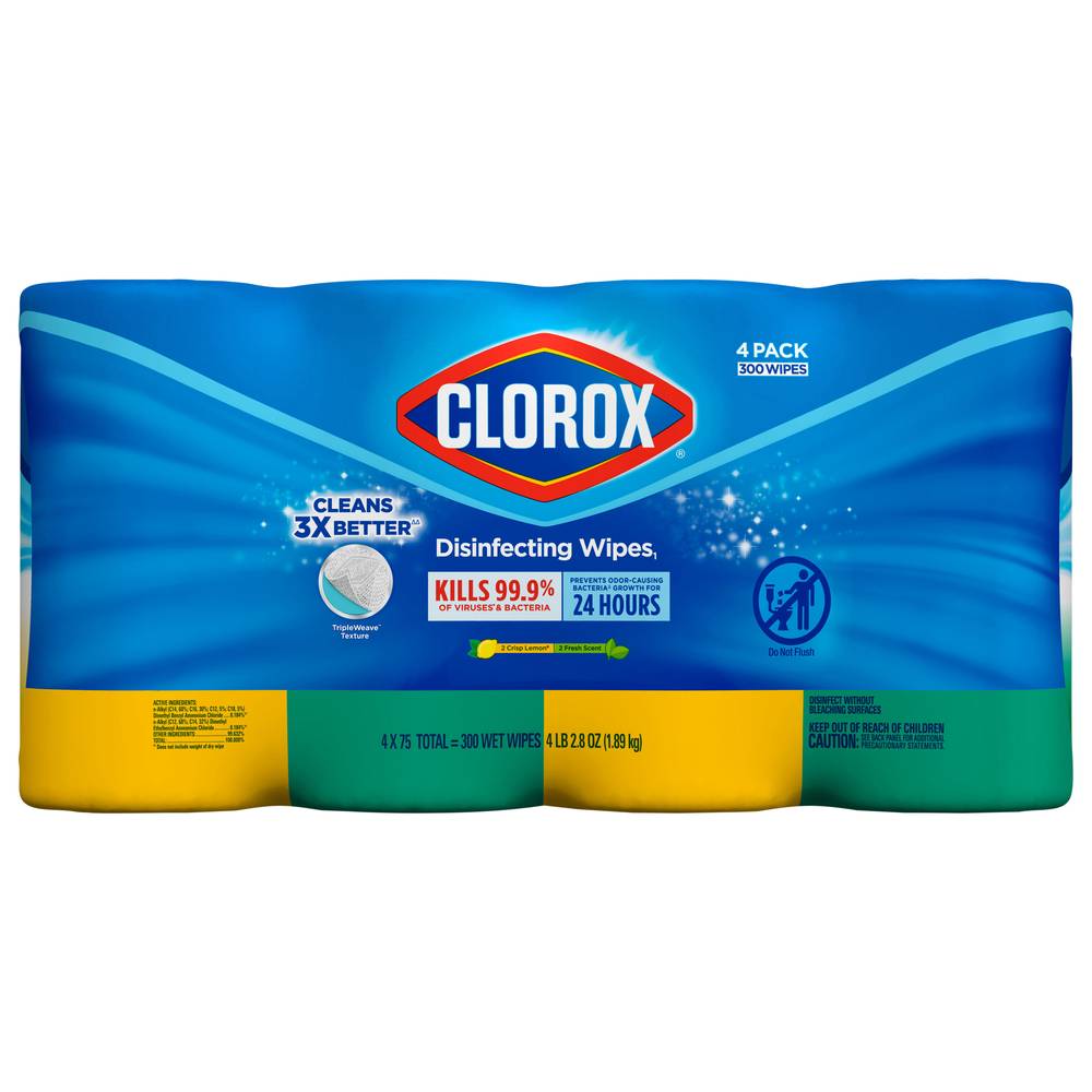 Clorox Crisp Lemon Fresh Scent Disinfecting Wipes (66.67 oz, 4 ct)