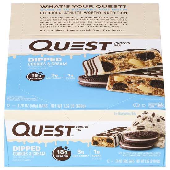 Quest Dipped Cookies & Cream Protein Bar (12 ct)