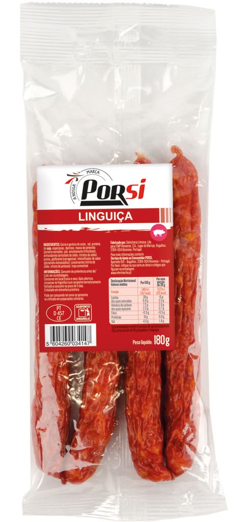 PorSi - LinguÃca, 4 unidades, embalagem de 180g
