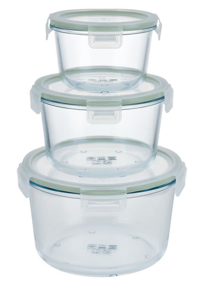 Crofton Round Food Storage Containers, Green (3 ct)