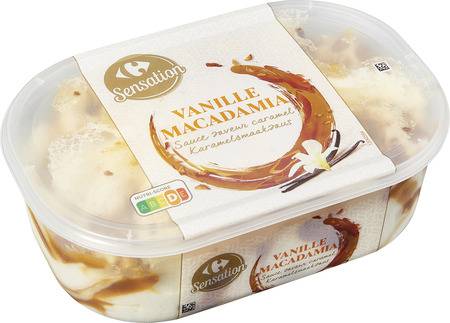Glace vanille macadamia CARREFOUR SENSATION - le bac de 484g