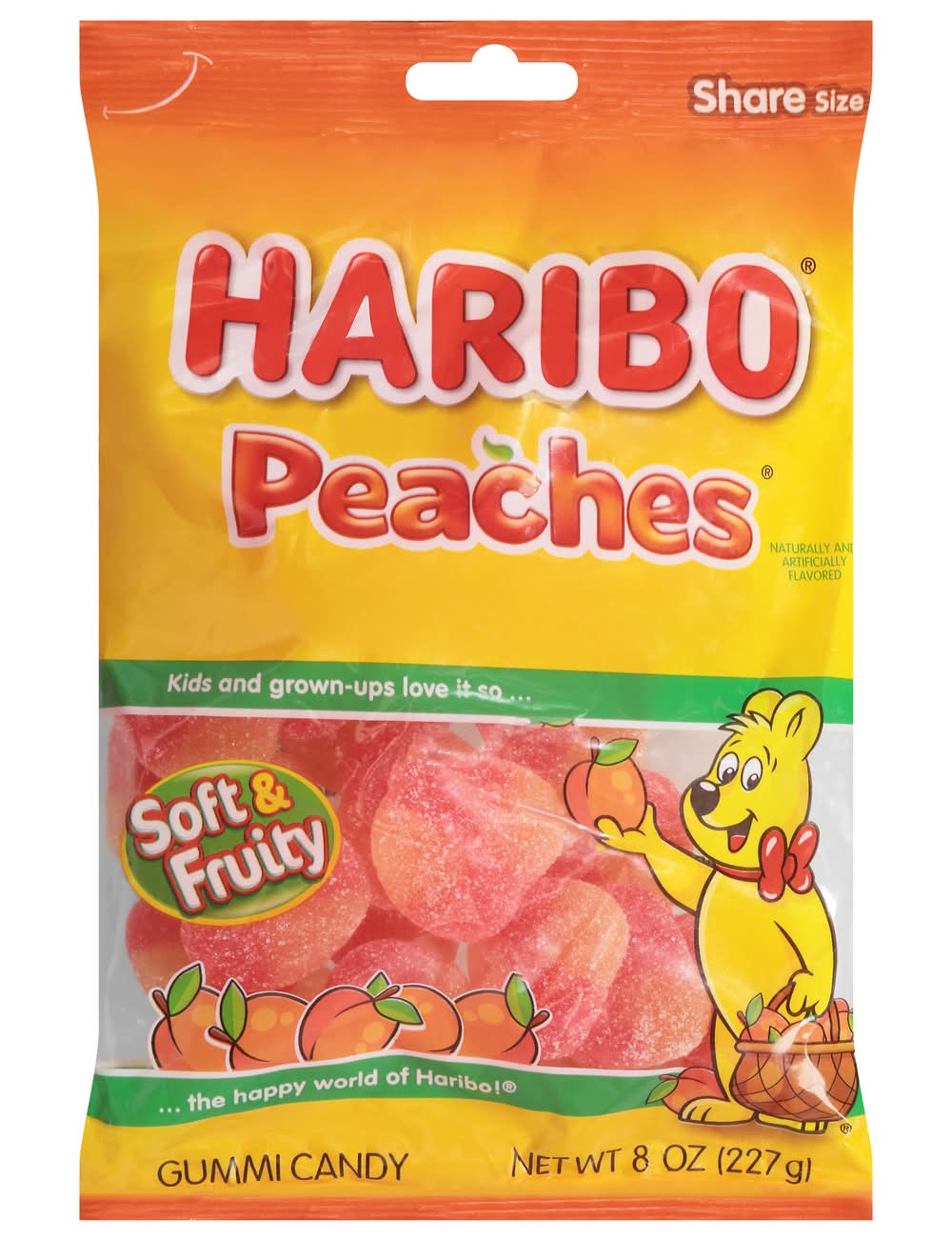 Haribo Soft and Fruity Gummi Candy, Peaches (8 oz)