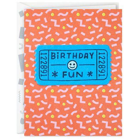 Hallmark Birthday Card You Are the Party Carnival Ticket (orange-white)