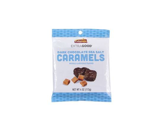 Order ExtraGood Dark Chocolate Sea Salt Caramels 4oz food online from Chevron Extramile store, Everett on bringmethat.com