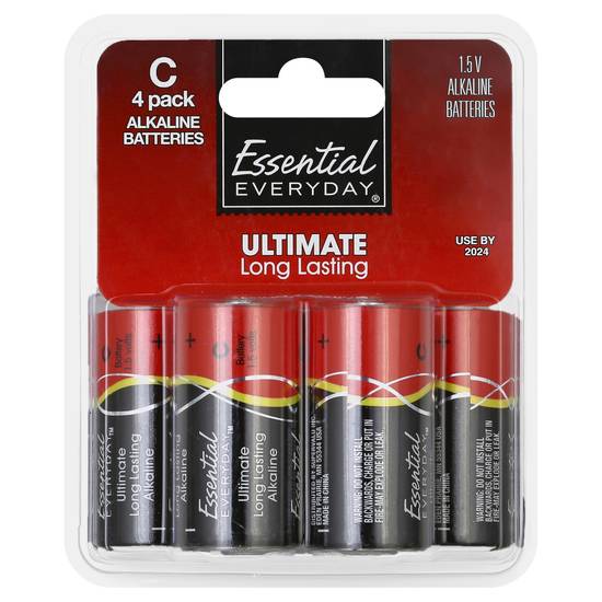 Essential Everyday Alkaline C Batteries (4 ct )