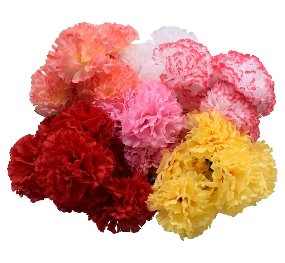 Floral Garden Artificial Carnation Bushes, 13x4 in, Assorted (7 ct)
