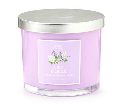 Real Living 2-wick Glass Candle (purple/lily-lilac)