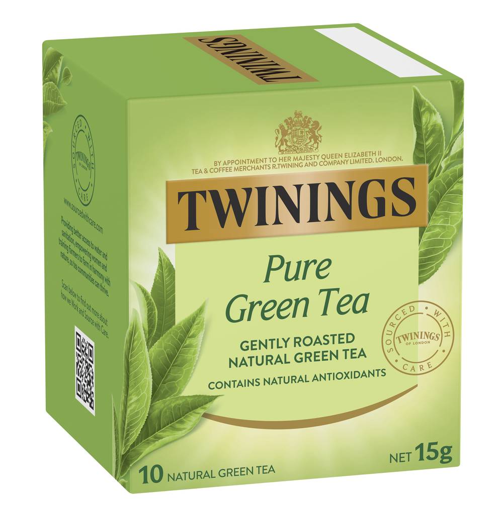 Twinings Gently Roasted Natural Pure Green Tea Bags (15g, 10 pack)
