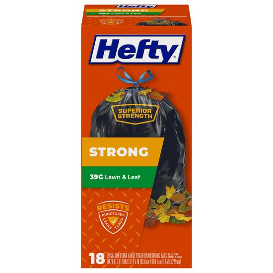 Hefty Strong Lawn & Leaf Drawstring Extra Large Trash Bags (18 ct)